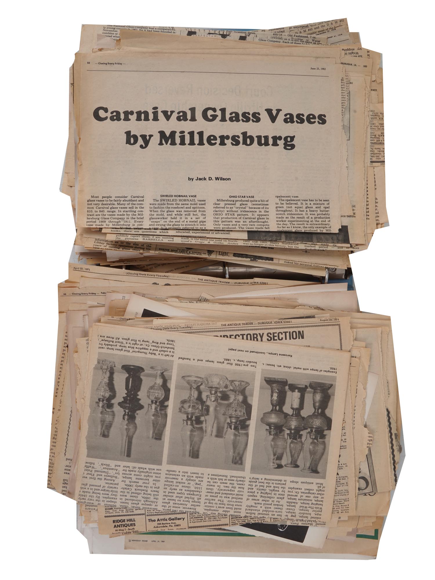 MAGAZINE CUTOUTS ABOUT AMERICAN GLASS COLLECTING PIC-1